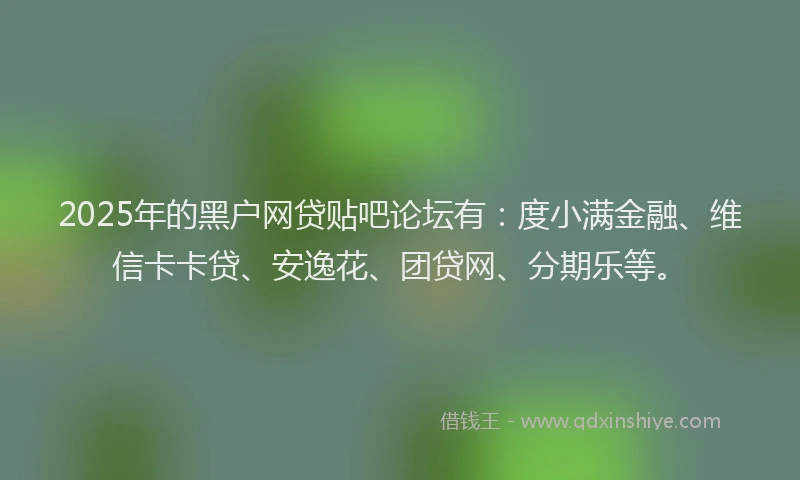 2025年的黑户网贷贴吧论坛有：度小满金融、维信卡卡贷、安逸花、团贷网、分期乐等。