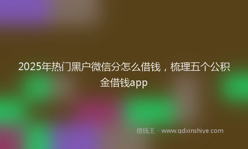 2025年热门黑户微信分怎么借钱，梳理五个公积金借钱app