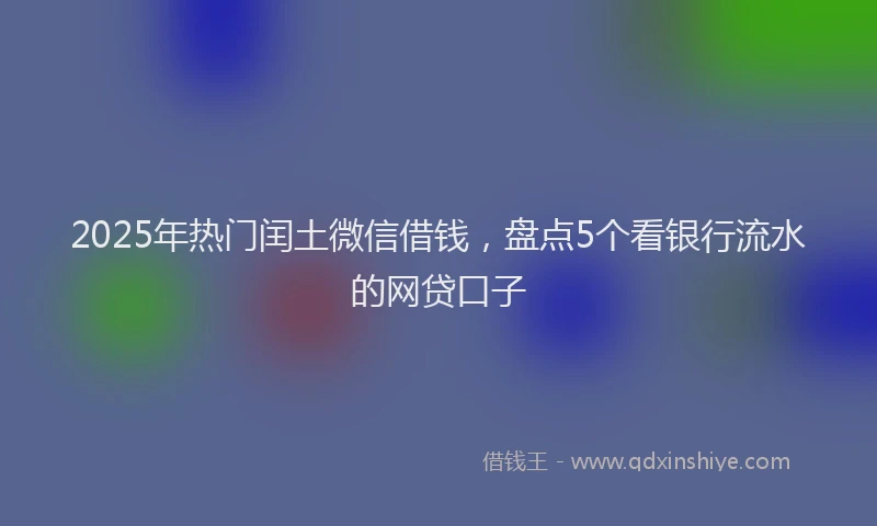 2025年热门闰土微信借钱，盘点5个看银行流水的网贷口子