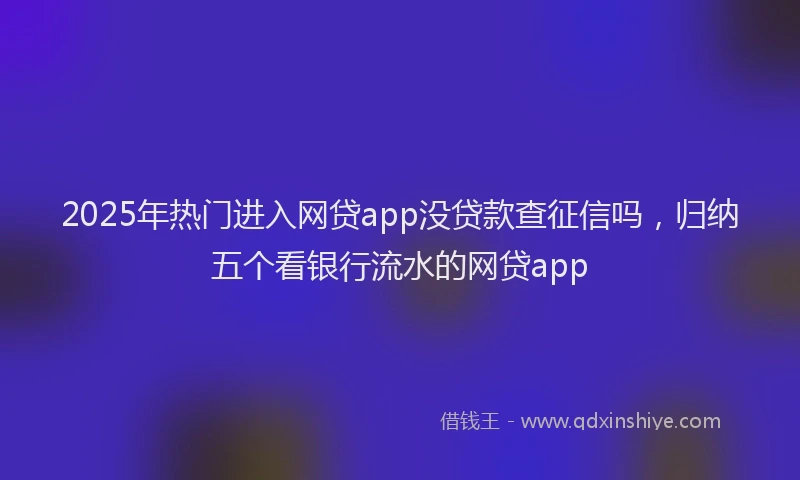 2025年热门进入网贷app没贷款查征信吗，归纳五个看银行流水的网贷app