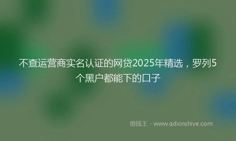 不查运营商实名认证的网贷2025年精选，罗列5个黑户都能下的口子