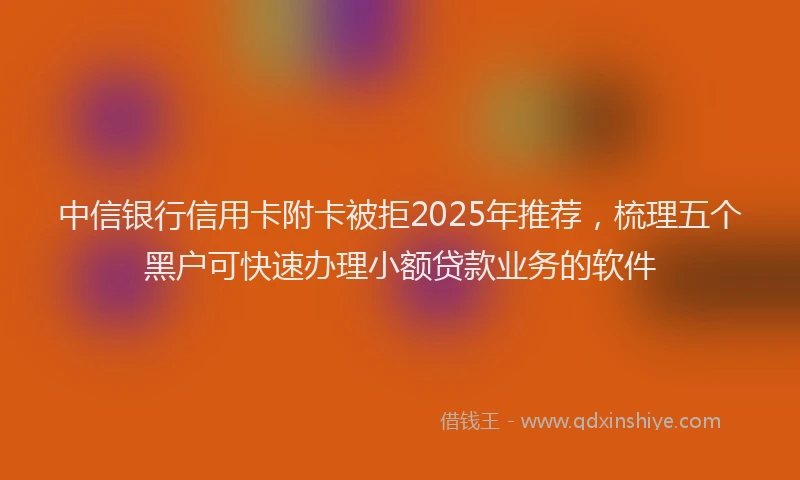 中信银行信用卡附卡被拒2025年推荐，梳理五个黑户可快速办理小额贷款业务的软件