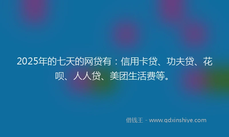 2025年的七天的网贷有：信用卡贷、功夫贷、花呗、人人贷、美团生活费等。