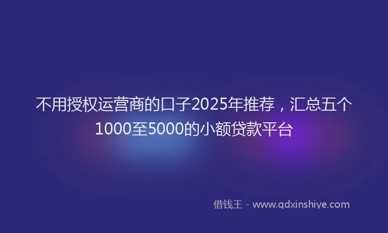 不用授权运营商的口子2025年推荐，汇总五个1000至5000的小额贷款平台