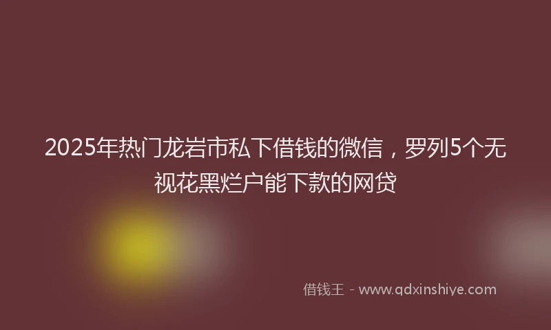 2025年热门龙岩市私下借钱的微信，罗列5个无视花黑烂户能下款的网贷