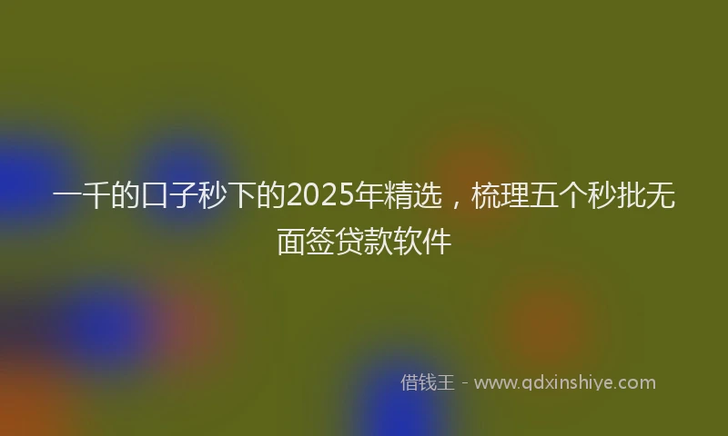 一千的口子秒下的2025年精选，梳理五个秒批无面签贷款软件