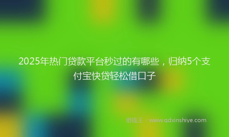2025年热门贷款平台秒过的有哪些，归纳5个支付宝快贷轻松借口子