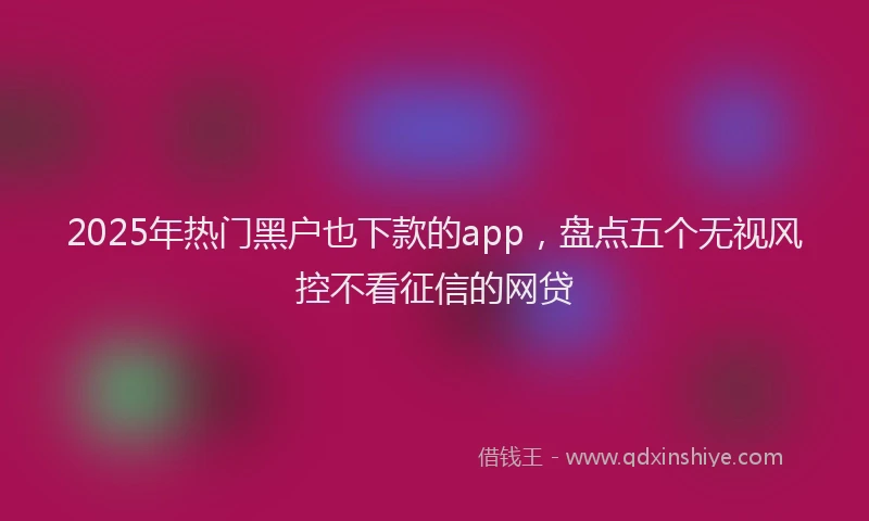 2025年热门黑户也下款的app，盘点五个无视风控不看征信的网贷