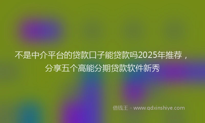 不是中介平台的贷款口子能贷款吗2025年推荐，分享五个高能分期贷款软件新秀