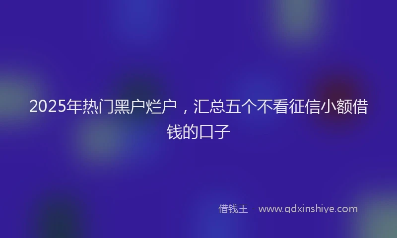 2025年热门黑户烂户，汇总五个不看征信小额借钱的口子