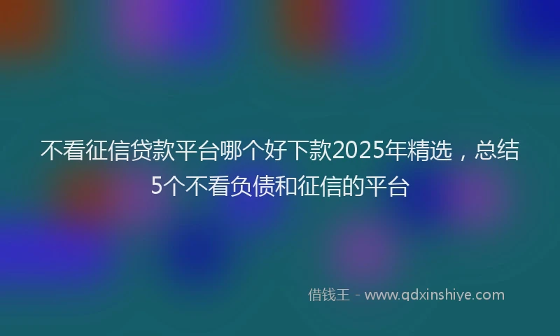 不看征信贷款平台哪个好下款2025年精选，总结5个不看负债和征信的平台