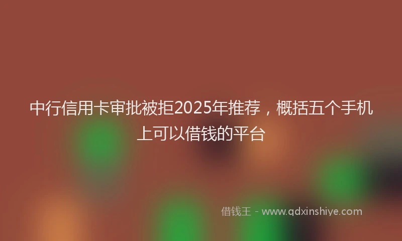 中行信用卡审批被拒2025年推荐，概括五个手机上可以借钱的平台