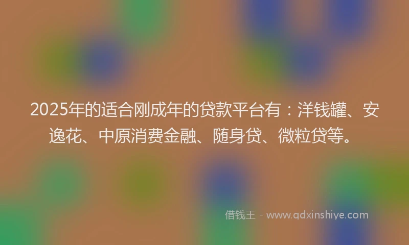2025年的适合刚成年的贷款平台有：洋钱罐、安逸花、中原消费金融、随身贷、微粒贷等。