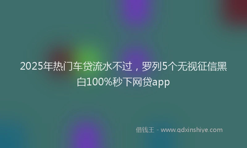 2025年热门车贷流水不过，罗列5个无视征信黑白100%秒下网贷app
