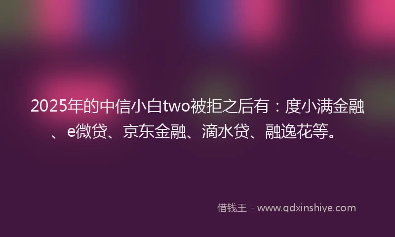 2025年的中信小白two被拒之后有：度小满金融、e微贷、京东金融、滴水贷、融逸花等。