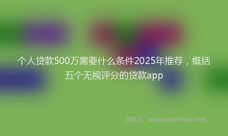 个人贷款500万需要什么条件2025年推荐，概括五个无视评分的贷款app