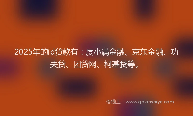 2025年的id贷款有：度小满金融、京东金融、功夫贷、团贷网、柯基贷等。