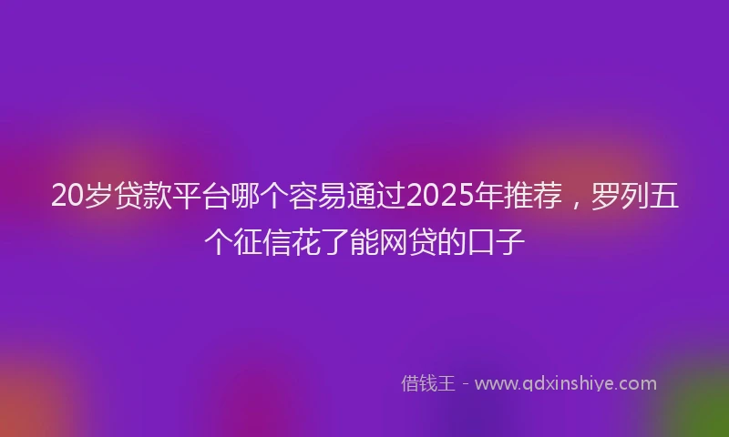 20岁贷款平台哪个容易通过2025年推荐，罗列五个征信花了能网贷的口子