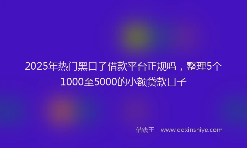 2025年热门黑口子借款平台正规吗，整理5个1000至5000的小额贷款口子