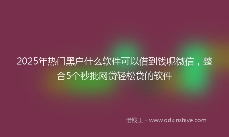2025年热门黑户什么软件可以借到钱呢微信，整合5个秒批网贷轻松贷的软件