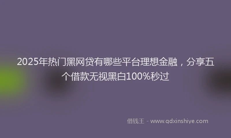 2025年热门黑网贷有哪些平台理想金融，分享五个借款无视黑白100%秒过