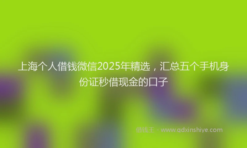 上海个人借钱微信2025年精选，汇总五个手机身份证秒借现金的口子