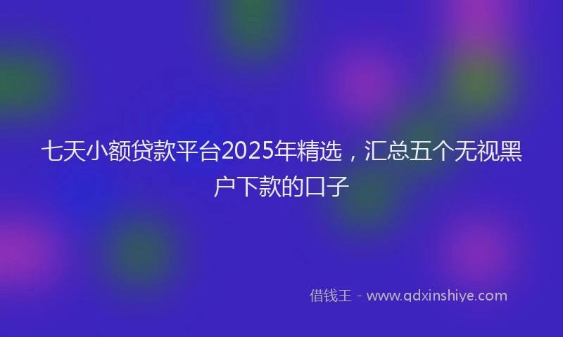 七天小额贷款平台2025年精选，汇总五个无视黑户下款的口子