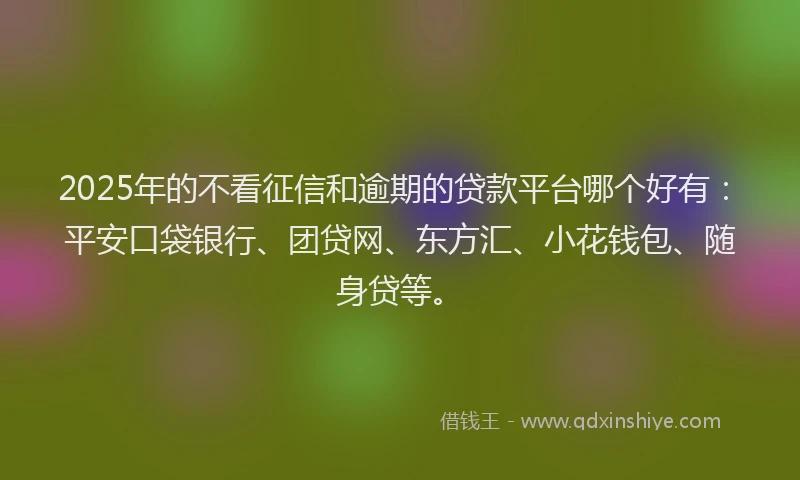 2025年的不看征信和逾期的贷款平台哪个好有：平安口袋银行、团贷网、东方汇、小花钱包、随身贷等。