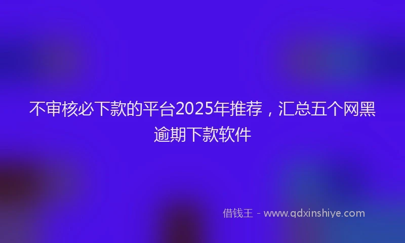 不审核必下款的平台2025年推荐，汇总五个网黑逾期下款软件