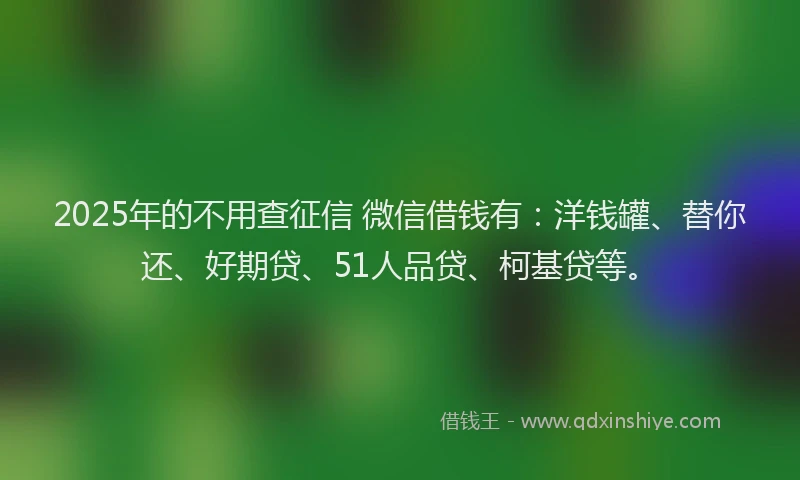 2025年的不用查征信 微信借钱有：洋钱罐、替你还、好期贷、51人品贷、柯基贷等。