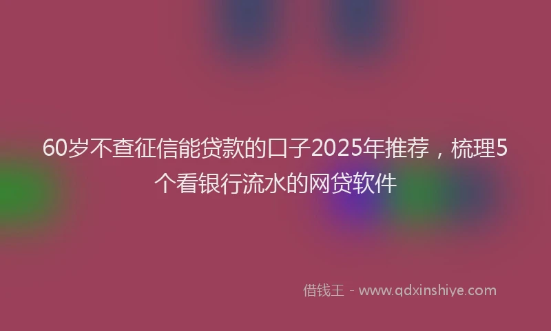 60岁不查征信能贷款的口子2025年推荐，梳理5个看银行流水的网贷软件