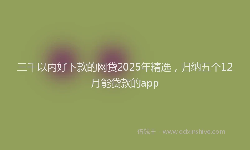 三千以内好下款的网贷2025年精选，归纳五个12月能贷款的app