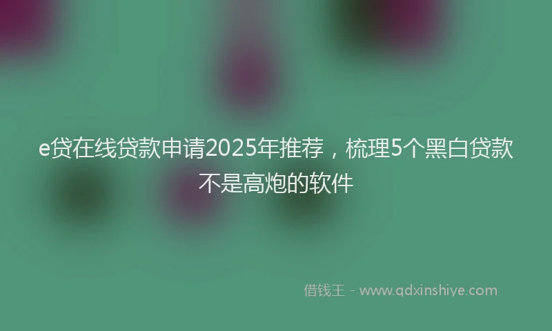 e贷在线贷款申请2025年推荐，梳理5个黑白贷款不是高炮的软件