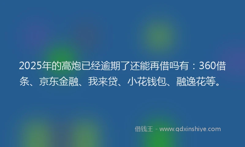 2025年的高炮已经逾期了还能再借吗有：360借条、京东金融、我来贷、小花钱包、融逸花等。