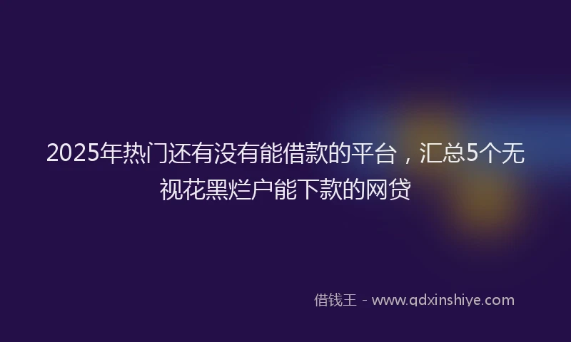 2025年热门还有没有能借款的平台，汇总5个无视花黑烂户能下款的网贷