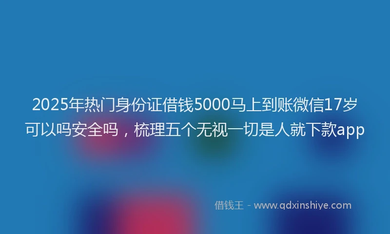 2025年热门身份证借钱5000马上到账微信17岁可以吗安全吗，梳理五个无视一切是人就下款app