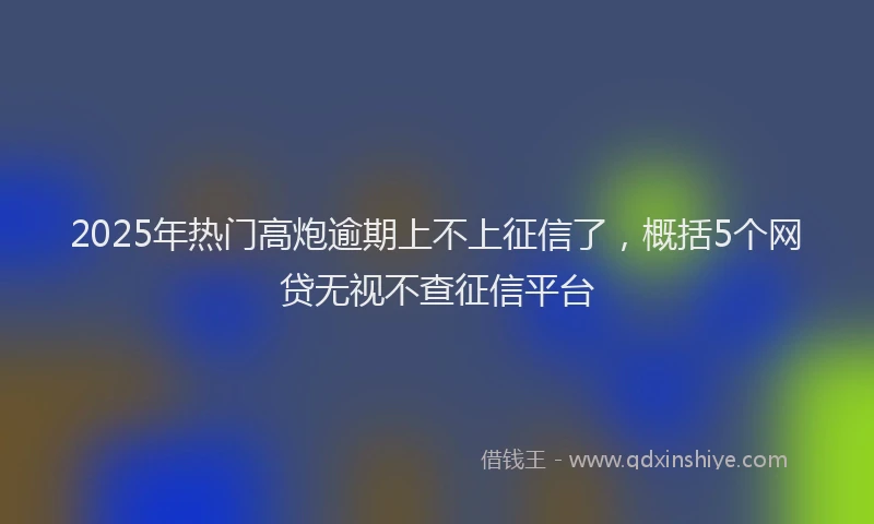 2025年热门高炮逾期上不上征信了，概括5个网贷无视不查征信平台