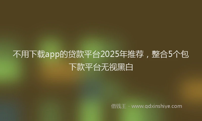 不用下载app的贷款平台2025年推荐，整合5个包下款平台无视黑白