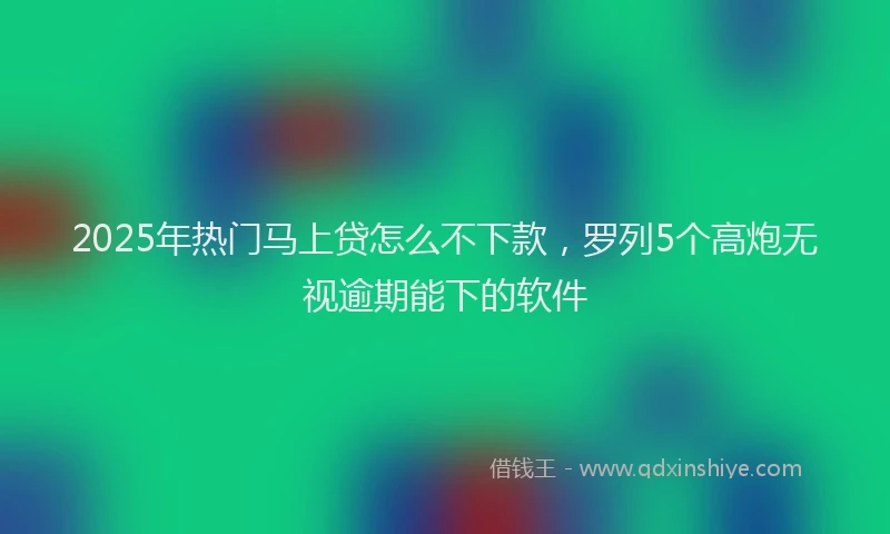2025年热门马上贷怎么不下款，罗列5个高炮无视逾期能下的软件