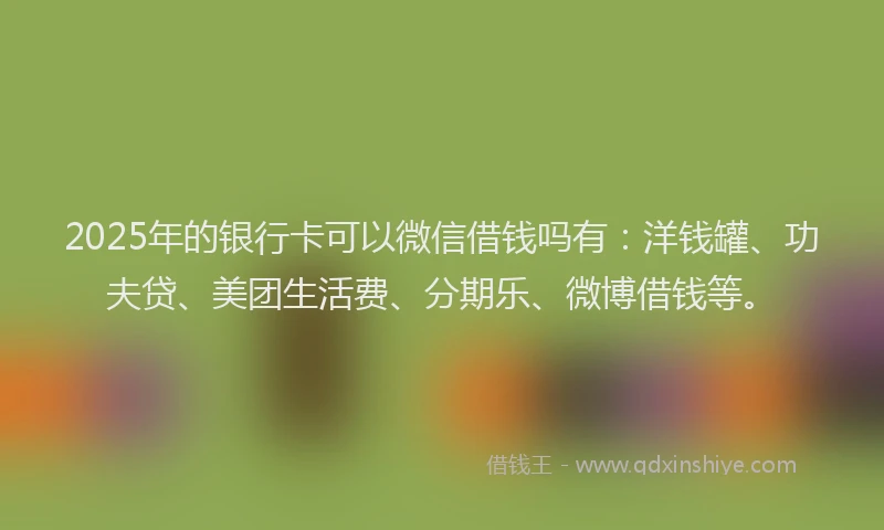 2025年的银行卡可以微信借钱吗有：洋钱罐、功夫贷、美团生活费、分期乐、微博借钱等。