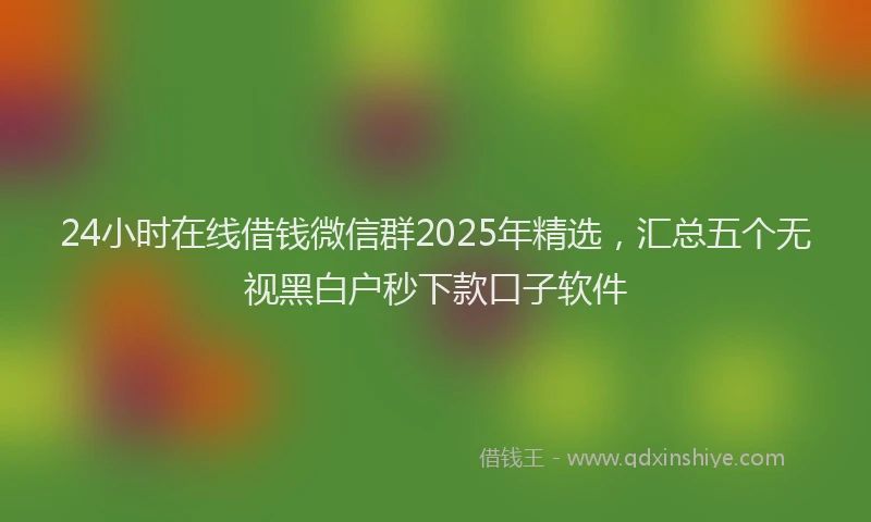 24小时在线借钱微信群2025年精选，汇总五个无视黑白户秒下款口子软件
