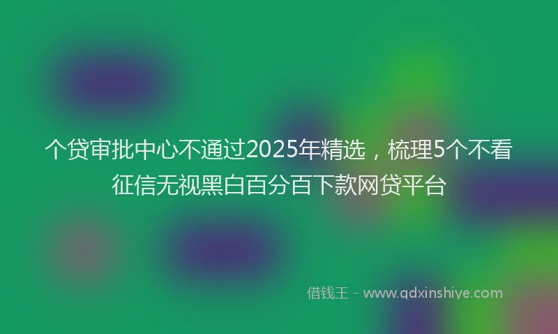 个贷审批中心不通过2025年精选，梳理5个不看征信无视黑白百分百下款网贷平台