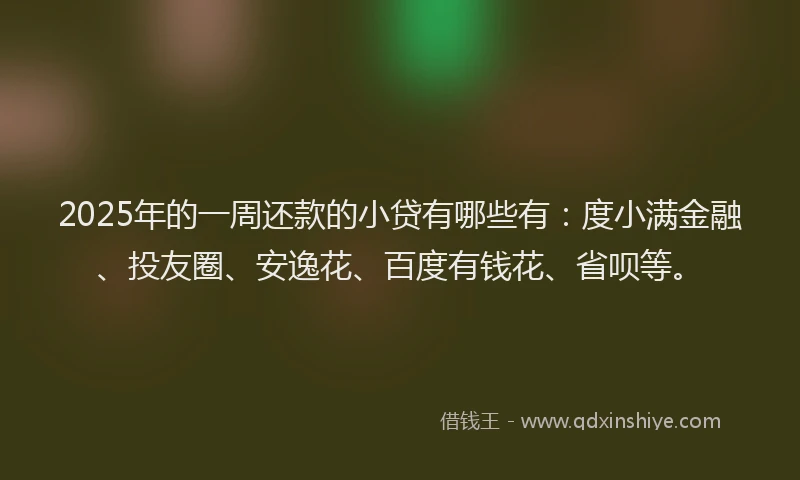 2025年的一周还款的小贷有哪些有：度小满金融、投友圈、安逸花、百度有钱花、省呗等。