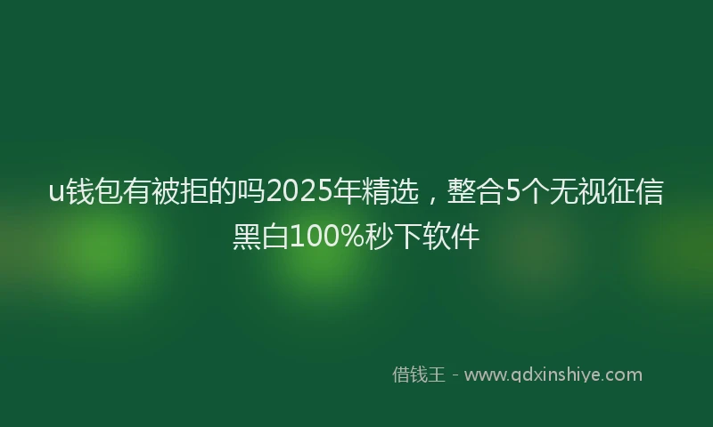 u钱包有被拒的吗2025年精选，整合5个无视征信黑白100%秒下软件