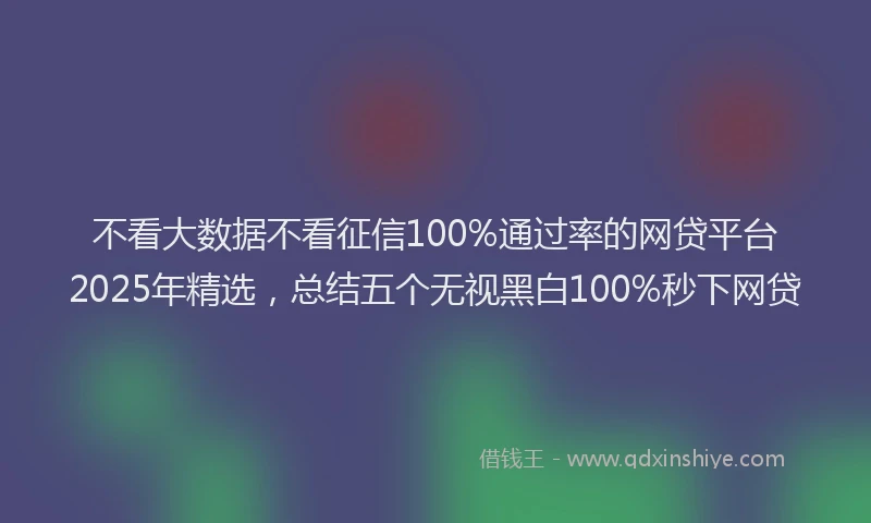 不看大数据不看征信100%通过率的网贷平台2025年精选，总结五个无视黑白100%秒下网贷