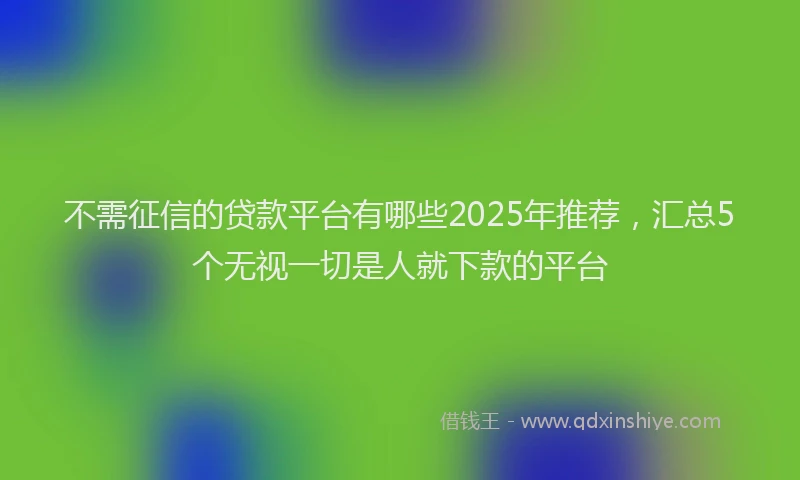 不需征信的贷款平台有哪些2025年推荐，汇总5个无视一切是人就下款的平台