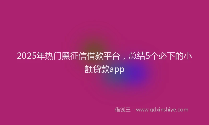 2025年热门黑征信借款平台，总结5个必下的小额贷款app