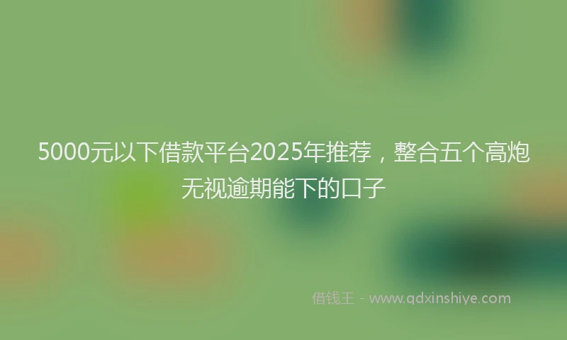 5000元以下借款平台2025年推荐，整合五个高炮无视逾期能下的口子