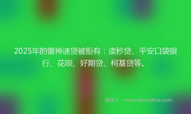 2025年的雷神速贷被拒有：读秒贷、平安口袋银行、花呗、好期贷、柯基贷等。