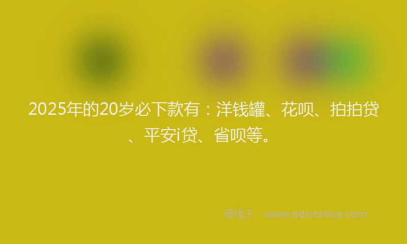 2025年的20岁必下款有：洋钱罐、花呗、拍拍贷、平安i贷、省呗等。